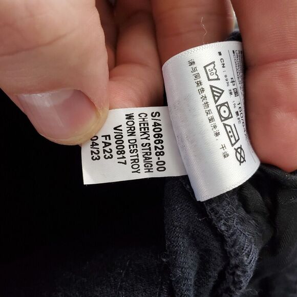 Gap Jeans Women 24 00 Cheeky High Rise Straight Ripped KNee Raw Hem Washed Black - Picture 10 of 10